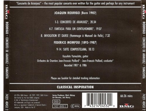 Kazuhito Yamashita - Rodrigo: Concierto de Aranjuez / Mompou: Suite Compostelana (1996)