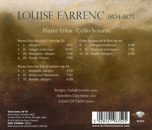 Linda Di Carlo, Amedeo Cicchese, Sergey Galaktionov - Farrenc: Piano Trios, Cello Sonata (2023) [Hi-Res]