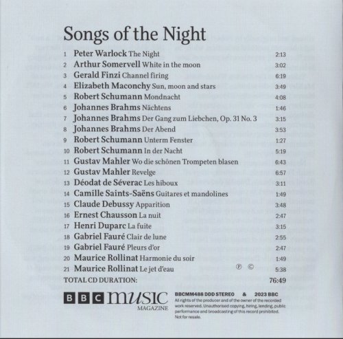 Mary Bevan, Allan Clayton, The Myrthen Ensemble, Clara Mouriz - Songs of the Night: Brahms, Chausson, Debussy, Duparc, Faure, etc (2023) [BBC Music Magazine]