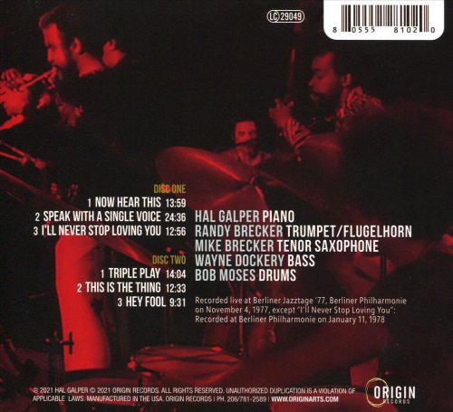 Hal Galper Quintet - Live at the Berlin Philharmonic 1977 (2021) CD Rip