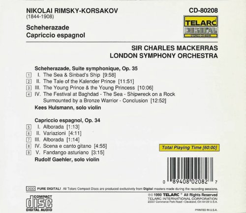 London Symphony Orchestra, Sir Charles Mackerras - Rimsky-Korsakov: Sheherazade, Capriccio Espagnol (1990) CD-Rip