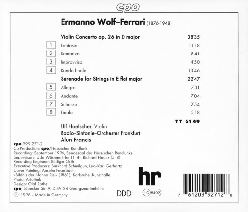 Ulf Hoelscher, Radio-Symphonie-Orchester Frankfurt, Alun Francis - Wolf-Ferrari: Violin Concerto, Serenade for Strings (1996) CD-Rip