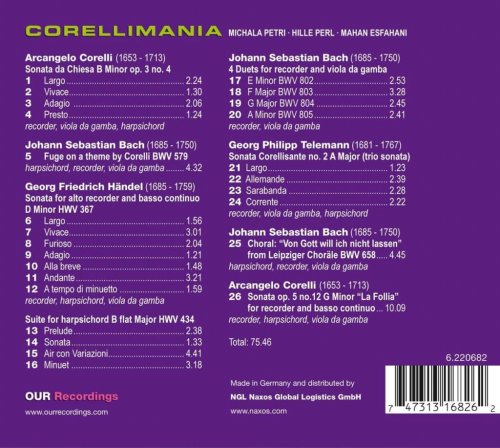 Michala Petri, Hille Perl, Mahan Esfahani - Corellimania (2023) [Hi-Res]