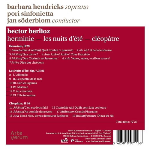 Barbara Hendricks, Pori Sinfonietta, Jan Söderblom - Berlioz: Herminie, Les Nuits d'été, Cléopâtre (2023) [Hi-Res]