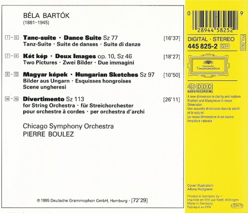 Chicago Symphony Orchestra, Pierre Boulez - Bartok: Dance Suite, Deux Images, Hungarian Sketches, Divertimento (1995) CD-Rip