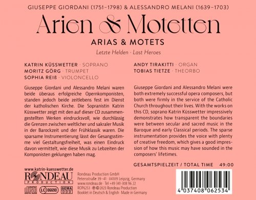 Katrin Küsswetter, Moritz Görg, Sophia Reiß, Andy Tirakitti, Tobias Tietze - Giuseppe Giordani/Alessandro Melani: Arias & Motets (Letzte Helden) (2023) [Hi-Res]