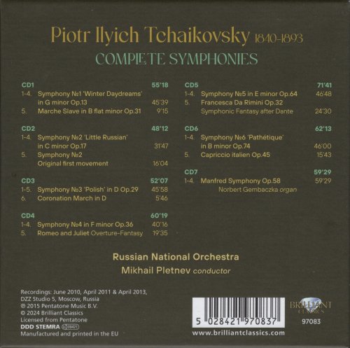 Mikhail Pletnev - Tchaikovsky: Complete Symphonies (2024) [7CD Box Set]