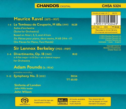 Sinfonia of London, John Wilson - Ravel, Berkeley, Pounds: Orchestral Works (2024) [Hi-Res] [Dolby Atmos]