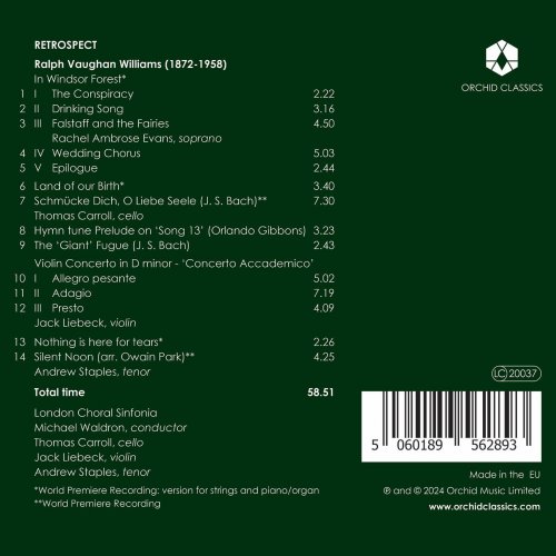 London Choral Sinfonia, Michael Waldron, Jack Liebeck - Vaughan Williams: Retrospect (2024) [Hi-Res] [Dolby Atmos]