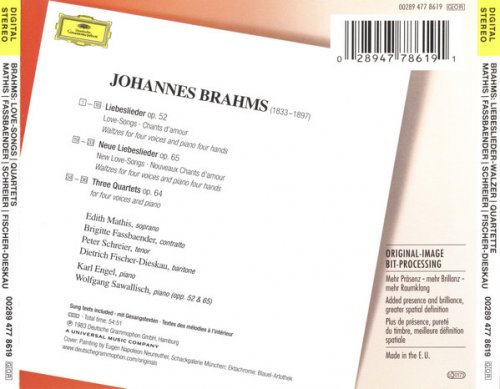 Edith Mathis, Brigitte Fassbaender, Peter Schreier, Dietrich Fischer-Dieskau, Karl Engel, Wolfgang Sawallisch - Brahms: Liebeslieder-Walzer Op. 52 & Op. 65 (2010)