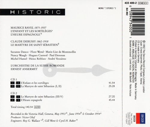 L'Orchestre de la Suisse Romande, Ernest Ansermet - Ravel: L'Enfant et les Sortileges, L'heure espagnole (1992) CD-Rip