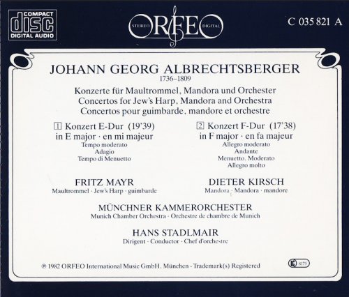 Fritz Mayr, Dieter Kirsch, Münchner Kammerorchester, Hans Stadlmair - Albrechtsberger: Concertos for Jew's Harp & Mandora (1982) CD-Rip