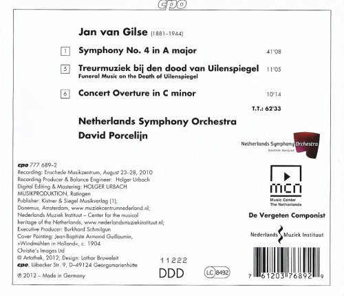 Netherlands Symphony Orchestra, David Porcelijn - Jan van Gilse: Symphony No. 4, Concert Overture, Funeral March (2012) CD-Rip