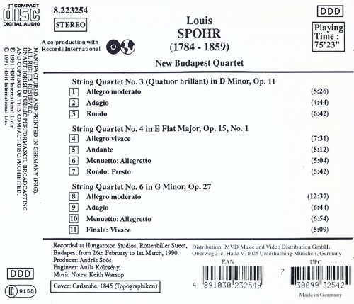 New Budapest Quartet - Spohr: String Quartets Vol. 4 (1989) CD-Rip