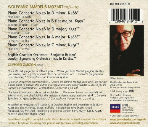 Clifford Curzon - Mozart: Piano Concertos Nos. 20, 23, 24, 26 & 27 (2002) CD-Rip