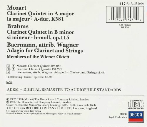 Wiener Oktett - Mozart, Brahms: Clarinet Quintets (1988) CD-Rip