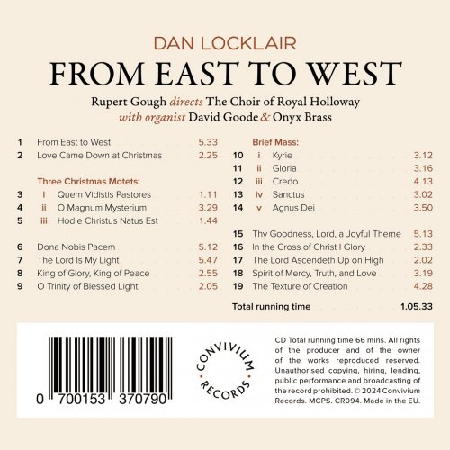 The Choir of Royal Holloway, David Goode, Onyx Brass, Rupert Gough - Dan Locklair: From East to West (2024) [Hi-Res]