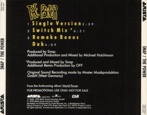 Snap! - The Power [CDM Promo] (1990) FLAC