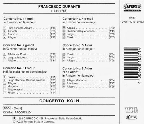 Concerto Köln - Francesco Durante: Concerti (1992) CD-Rip