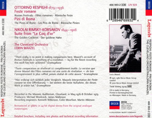 The Cleveland Orchestra, Lorin Maazel - Respighi - Feste romane, Pini di Roma / Rimsky-Korsakov - Le coq d'or suite (2000)