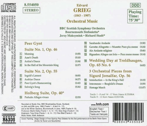 Jerzy Maksymiuk, Richard Studt - Grieg: Peer Gynt, Holberg Suite, Sigurd Jorsalfar, Wedding Day At Troldhaugen (1997) CD-Rip