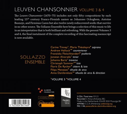 Sollazzo Ensemble, Anna Danilevskaia - Le cueur vous demeure: Leuven Chansonnier, Vol. 3 & 4 (2024) [Hi-Res]