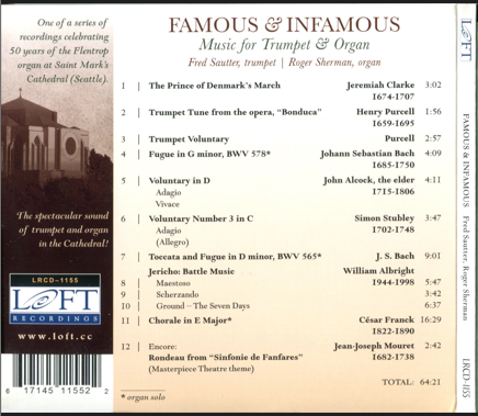 Fred Sautter, Roger Sherman - Famous & Infamous: Music for Trumpet & Organ (2016)