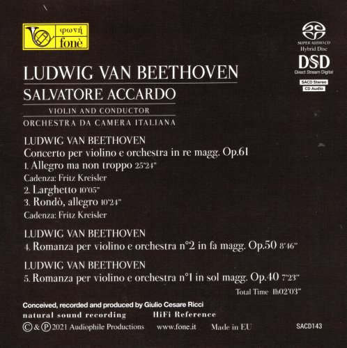 Salvatore Accardo - Beethoven: Concerto per violino e orchestra in re magg. Op.61 (2021) [SACD]