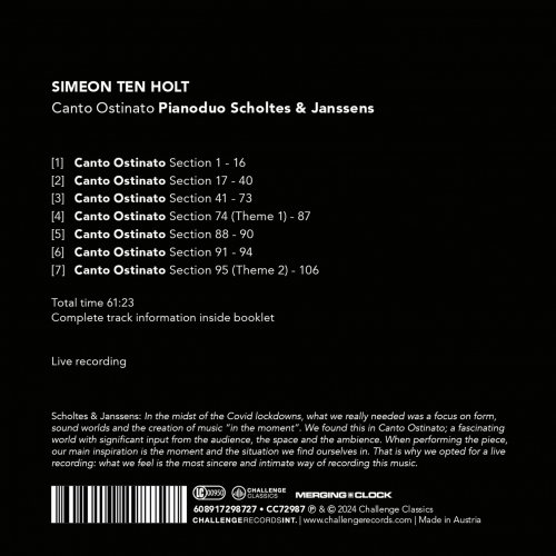 Piano Duo Scholtes, Janssens - Ten Holt: Canto Ostinato (Live) (2024) [Hi-Res]