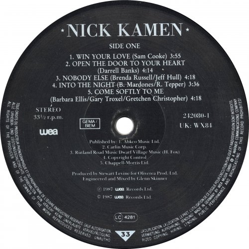 Nick Kamen - Nick Kamen (1987) LP