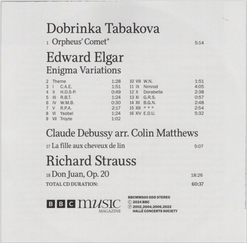 Mark Elder, Delyana Lazarova - Dobrinka Tabakova, Edward Elgar, Claude Debussy, Richard Strauss (2024) [BBC Music Magazine]