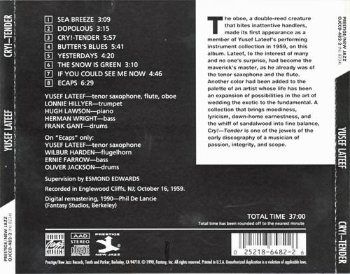 Yusef Lateef - Cry!-Tender (1960) CD Rip