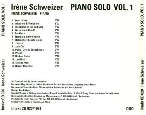 Irene Schweizer - Piano Solo, Vol. 1 (1992)