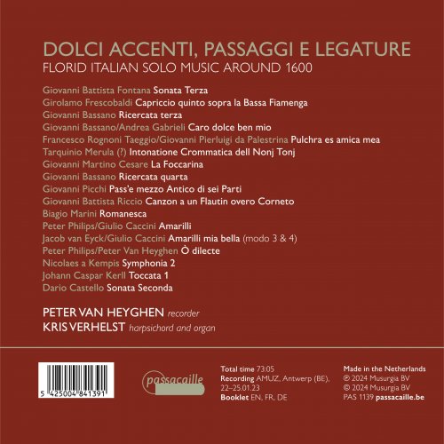 Peter Van Heyghen, Kris Verhelst - Dolce accenti, passaggi e legature: Florid Italian Solo Music Around 1600 (2024) [Hi-Res]