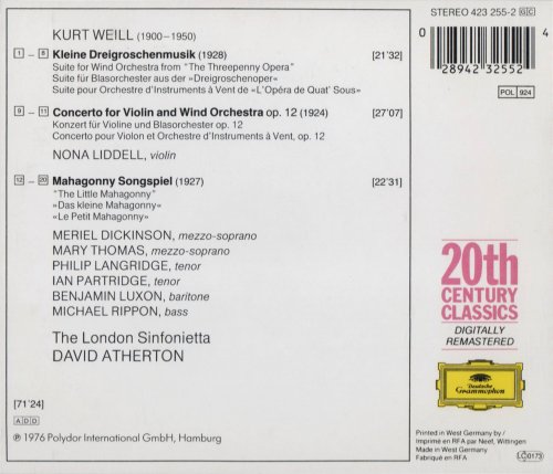 The London Sinfonietta David Atherton - Weill: Kleine Dreigroschenmusik, Violin Concerto, Mahagonny Songspiel (2006) CD-Rip