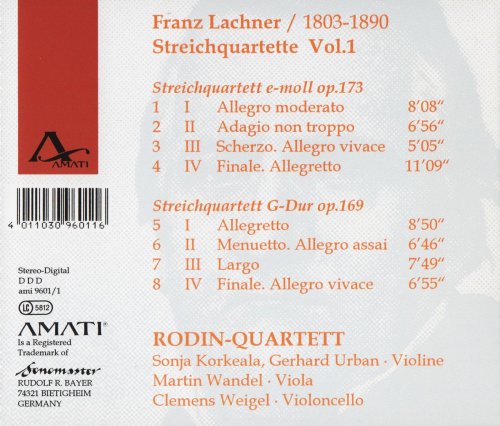 Rodin-Quartett - Franz Lachner: String Quartets, Vol. 1 (1996) CD-Rip