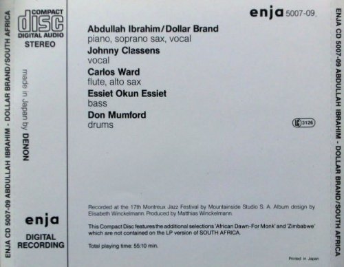 Abdullah Ibrahim-Dollar Brand - South Africa (1986) 320 kbps+CD Rip