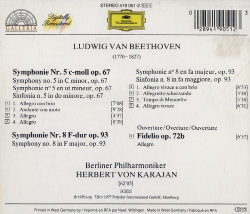 Berliner Philharmoniker, Herbert von Karajan - Beethoven: Symphonies No. 5 & 8 (1986)
