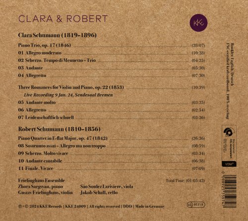 Frielinghaus Ensemble, Zhora Sargsyan, Gustav Frielinghaus, Sào Soulez Larivière, Jakob Schall - Clara & Robert (2024) [Hi-Res]
