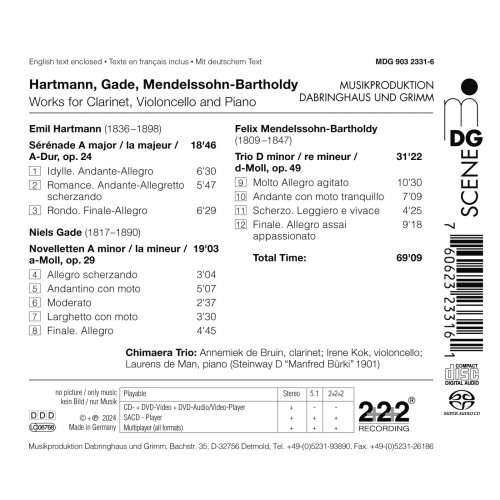 Chimaera Trio - Mendelssohn, Hartmann & Gade: Clarinet Trios (2024) [Hi-Res]