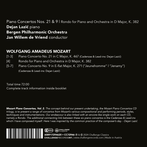 Dejan Lazić, Jan Willem de Vriend, Bergen Philharmonic Orchestra - Mozart: Piano Concertos Nos. 21 & 9 | Rondo for Piano and Orchestra (2024) [Hi-Res]