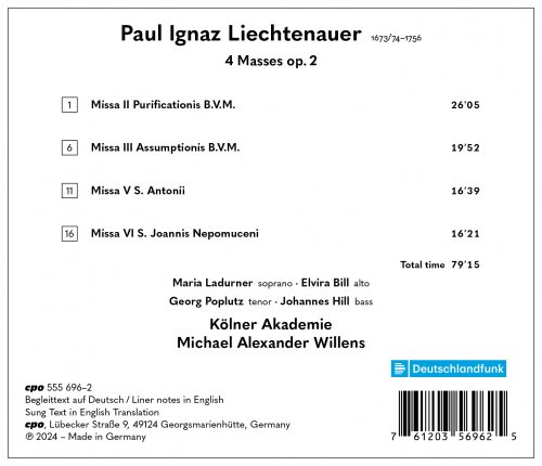 Kölner Akademie, Michael Alexander Willens feat. Maria Ladurner, Elvira Bill, Georg Poplutz, Johannes Hill - Paul Ignaz Liechtenauer: 4 Masses op. 2 (2024) [Hi-Res]