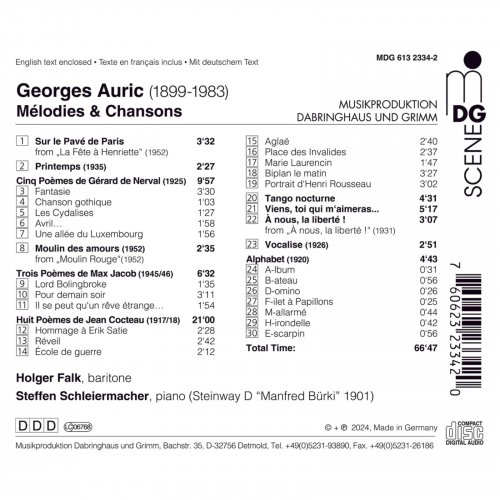 Holger Falk, Steffen Schleiermacher - Auric: Mélodies & Chansons (2024) [Hi-Res]