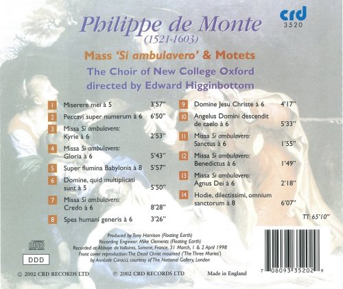 Choir of New College Oxford - de Monte: Mass Si Ambulavero & Motets (2002)