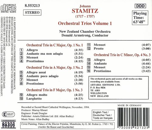 New Zealand Chamber Orchestra, Donald Armstrong - Stamitz: Orchestral Trios op.1 nos.1-3, op.4 no.3 (1995)