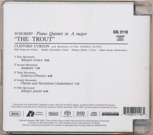 Clifford Curzon, The Vienna Octet - Schubert: The "Trout" Quintet (1958) [2017 SACD]