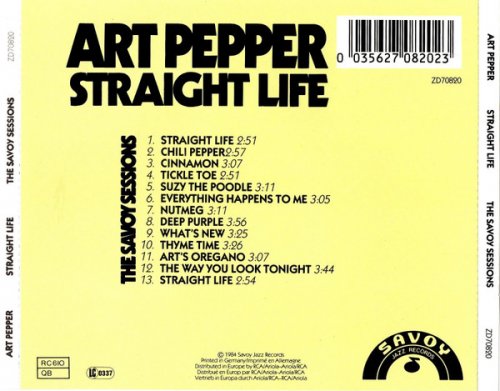 Art Pepper - Straight Life: The Savoy Sessions (1986)