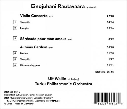 Ulf Wallin, Turku Philharmonic Orchestra, Ari Rasilainen - Einojuhani Rautavaara: Works for Violin and Orchestra (2025) [Hi-Res]