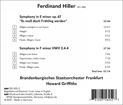 Brandenburgisches Staatstheater Frankfurt, Howard Griffiths - Ferdinand Hiller: Symphony op. 67 & Symphony in F minor (2025) [Hi-Res]