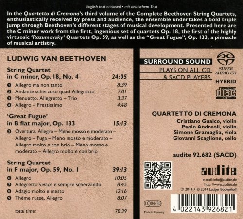 Quartetto di Cremona - Beethoven: Complete String Quartets, Vol. 3 (2014) [SACD]